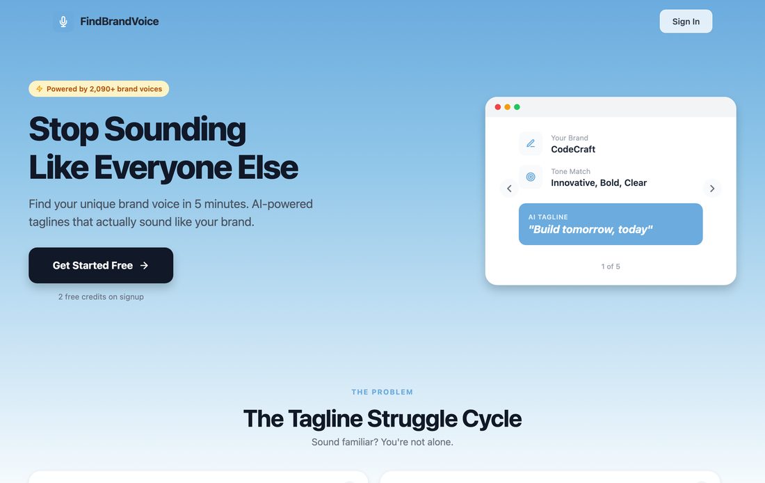 FindBrandVoice on desktop